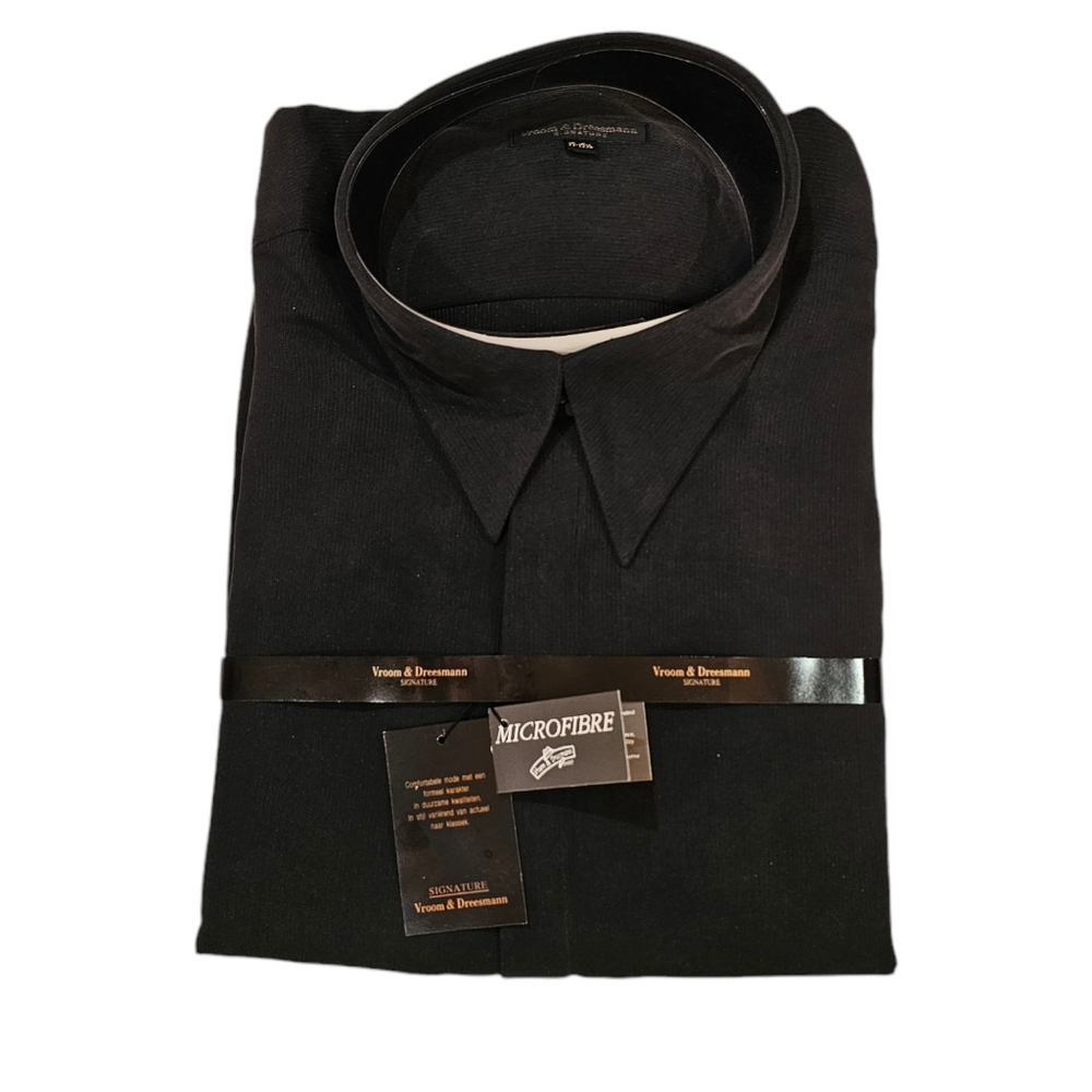 Vroom & Dreesmann Signature Men's Black Microfibre Shirt - Size 17-17½